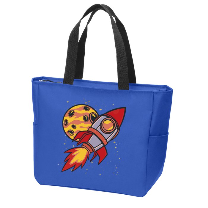 Rocket Spaceship Galaxy Retro Zip Tote Bag