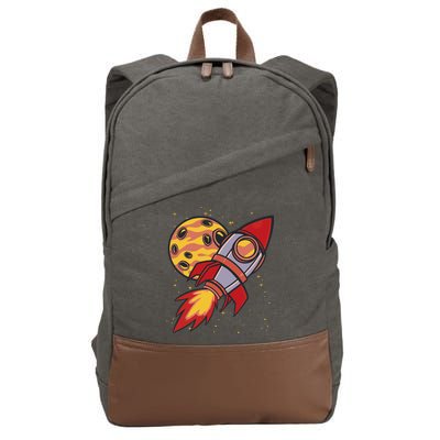 Rocket Spaceship Galaxy Retro Cotton Canvas Backpack