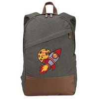 Rocket Spaceship Galaxy Retro Cotton Canvas Backpack