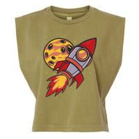 Rocket Spaceship Galaxy Retro Garment-Dyed Women's Muscle Tee