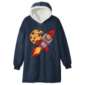 Rocket Spaceship Galaxy Retro Hooded Wearable Blanket