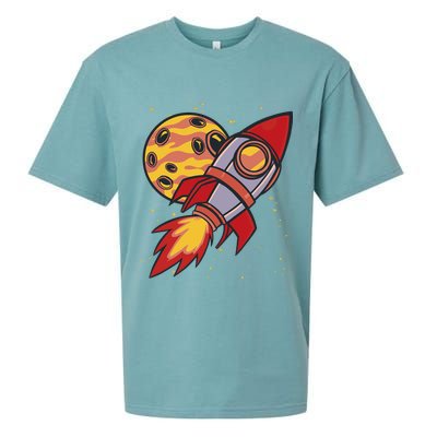 Rocket Spaceship Galaxy Retro Sueded Cloud Jersey T-Shirt