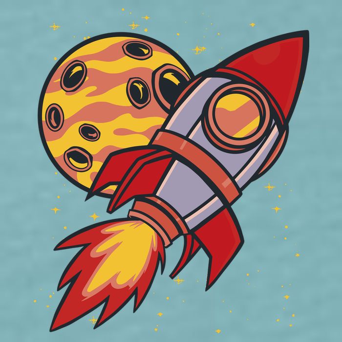 Rocket Spaceship Galaxy Retro Sueded Cloud Jersey T-Shirt