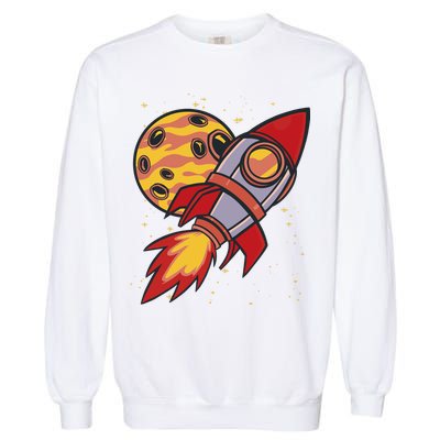 Rocket Spaceship Galaxy Retro Garment-Dyed Sweatshirt