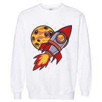Rocket Spaceship Galaxy Retro Garment-Dyed Sweatshirt