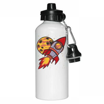 Rocket Spaceship Galaxy Retro Aluminum Water Bottle