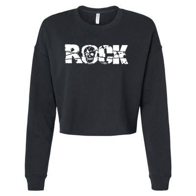 Rock Skull Grunge Cropped Pullover Crew