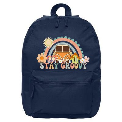 Retro Stay Groovy Preppy Summer Hippie 70s 16 in Basic Backpack