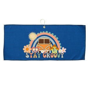 Retro Stay Groovy Preppy Summer Hippie 70s Large Microfiber Waffle Golf Towel