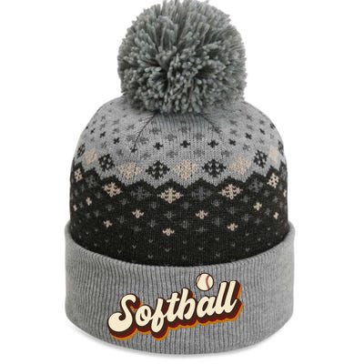 Retro Softball Graphic Softball The Baniff Cuffed Pom Beanie