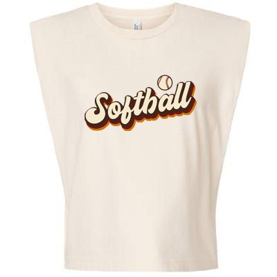 Retro Softball Graphic Softball Garment-Dyed Women's Muscle Tee