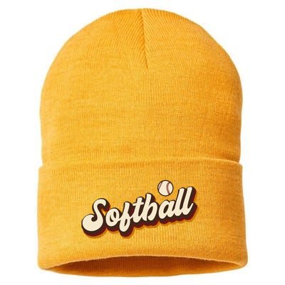 Retro Softball Graphic Softball Sustainable Knit Beanie