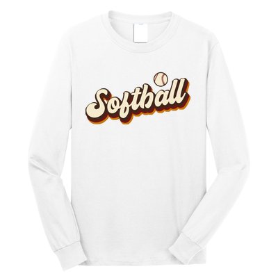 Retro Softball Graphic Softball Long Sleeve Shirt