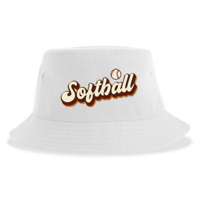 Retro Softball Graphic Softball Sustainable Bucket Hat