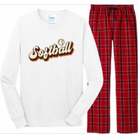 Retro Softball Graphic Softball Long Sleeve Pajama Set