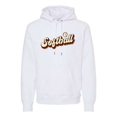 Retro Softball Graphic Softball Premium Hoodie