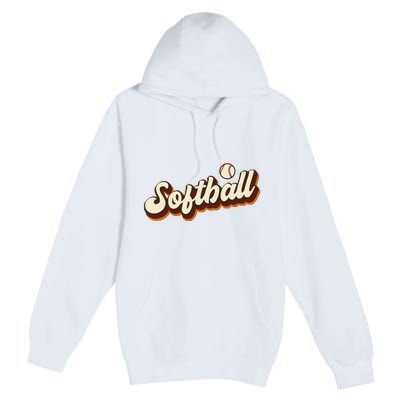 Retro Softball Graphic Softball Premium Pullover Hoodie