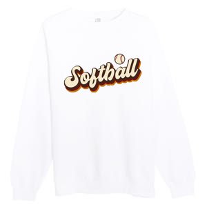 Retro Softball Graphic Softball Premium Crewneck Sweatshirt