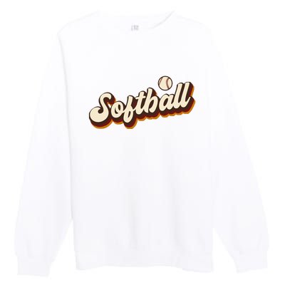 Retro Softball Graphic Softball Premium Crewneck Sweatshirt