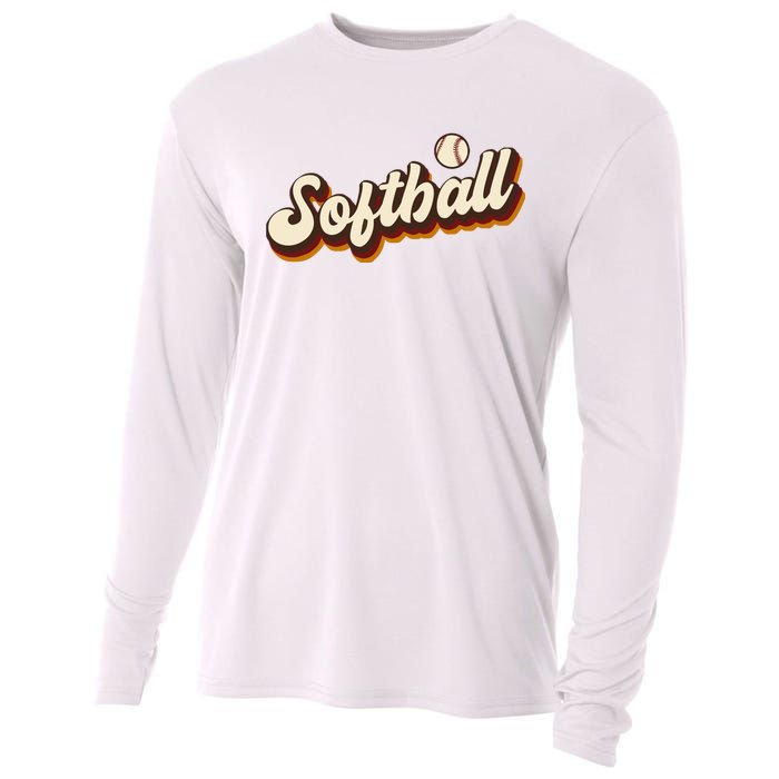 Retro Softball Graphic Softball Cooling Performance Long Sleeve Crew