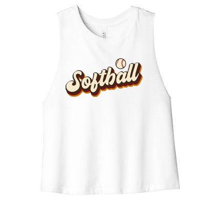 Retro Softball Graphic Softball Women's Racerback Cropped Tank