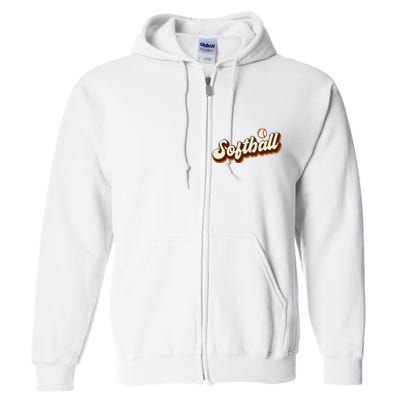 Retro Softball Graphic Softball Full Zip Hoodie