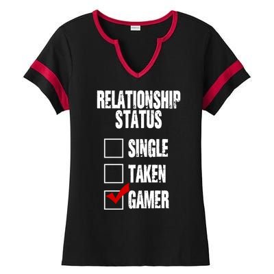 Relationship Status Gamer Funny Ladies Halftime Notch Neck Tee