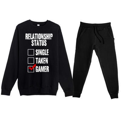 Relationship Status Gamer Funny Premium Crewneck Sweatsuit Set