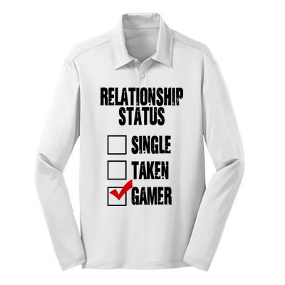 Relationship Status Gamer Funny Silk Touch Performance Long Sleeve Polo