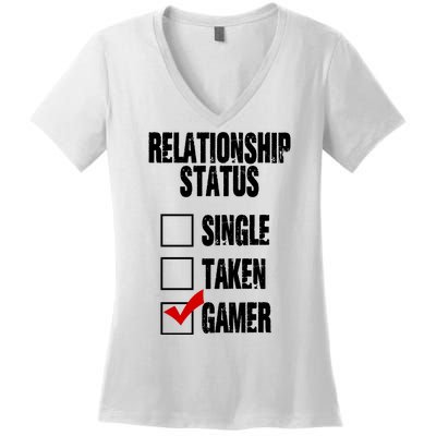 Relationship Status Gamer Funny Women's V-Neck T-Shirt