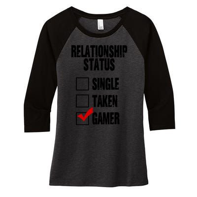 Relationship Status Gamer Funny Women's Tri-Blend 3/4-Sleeve Raglan Shirt