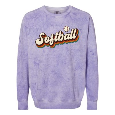 Retro Softball Graphic Softball Colorblast Crewneck Sweatshirt