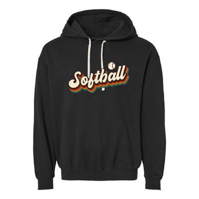 Retro Softball Graphic Softball Garment-Dyed Fleece Hoodie