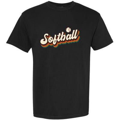 Retro Softball Graphic Softball Garment-Dyed Heavyweight T-Shirt