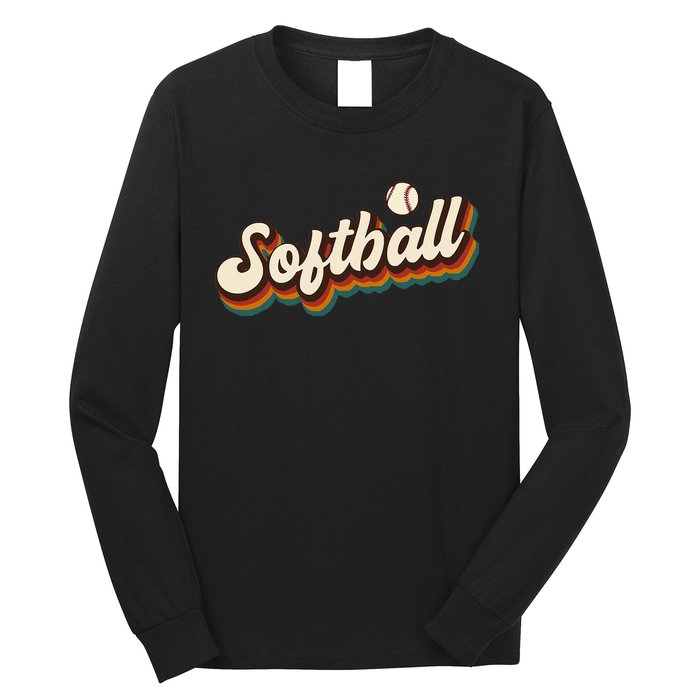 Retro Softball Graphic Softball Long Sleeve Shirt