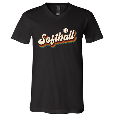 Retro Softball Graphic Softball V-Neck T-Shirt