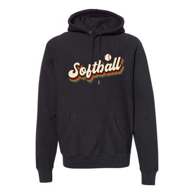 Retro Softball Graphic Softball Premium Hoodie