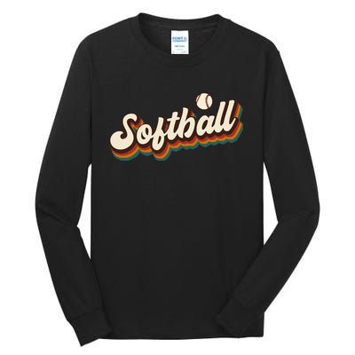 Retro Softball Graphic Softball Tall Long Sleeve T-Shirt