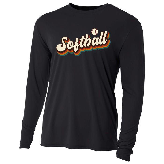 Retro Softball Graphic Softball Cooling Performance Long Sleeve Crew