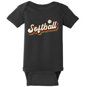 Retro Softball Graphic Softball Baby Bodysuit