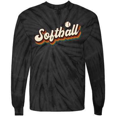 Retro Softball Graphic Softball Tie-Dye Long Sleeve Shirt