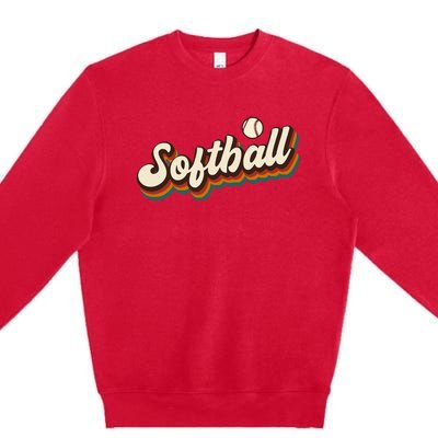 Retro Softball Graphic Softball Premium Crewneck Sweatshirt