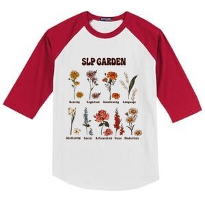 Retro Slp Garden Wildflowers Speech Language Pathologist Kids Colorblock Raglan Jersey