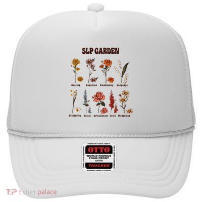 Retro Slp Garden Wildflowers Speech Language Pathologist High Crown Mesh Back Trucker Hat