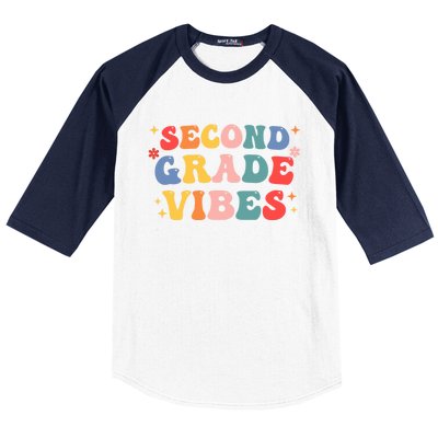 Retro Second Grade Vibes Teacher 2Nd Grade Fun Gift Baseball Sleeve Shirt