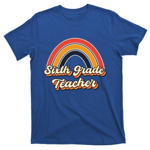 Retro Sixth Grade Teacher Rainbow Back To School 6Th Grade Great Gift T-Shirt