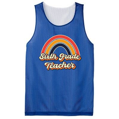 Retro Sixth Grade Teacher Rainbow Back To School 6Th Grade Great Gift Mesh Reversible Basketball Jersey Tank