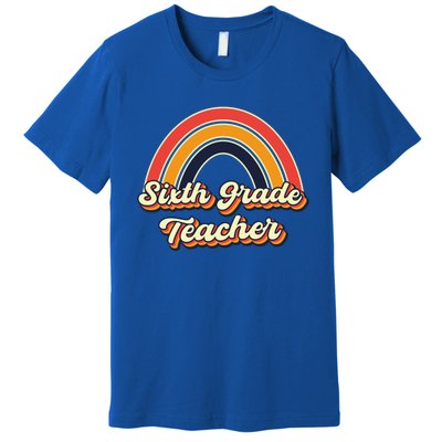 Retro Sixth Grade Teacher Rainbow Back To School 6Th Grade Great Gift Premium T-Shirt