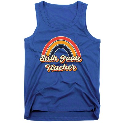 Retro Sixth Grade Teacher Rainbow Back To School 6Th Grade Great Gift Tank Top