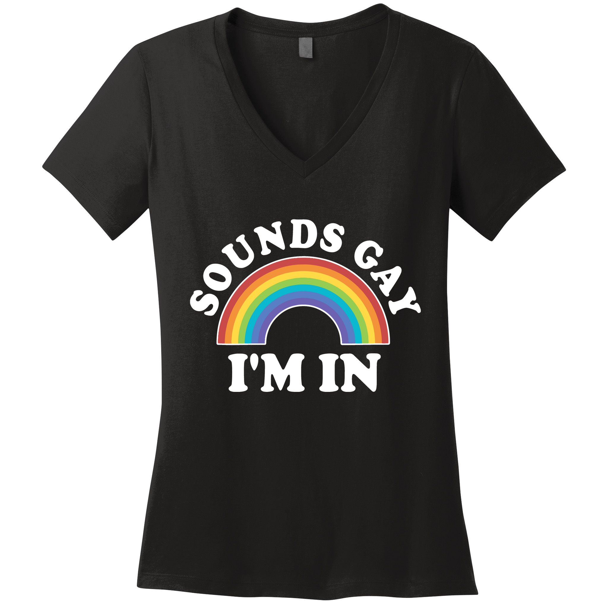 Rainbow Sounds Gay I'm In Gay Pride LGBT Women's V-Neck T-Shirt
